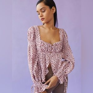 NWOT Urban Outfitters Allie Tie Sleeve Sleeve Blouse Floral Print Size S